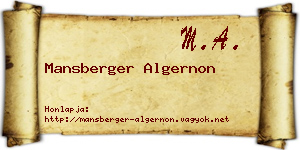 Mansberger Algernon névjegykártya